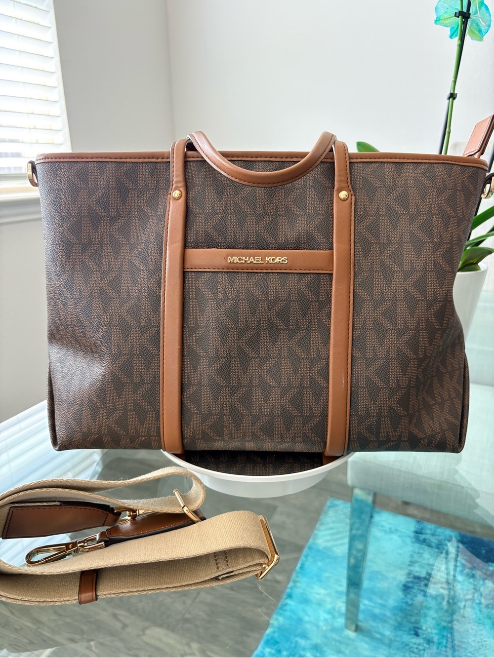 Michael Kors Brown MK Logo Tote